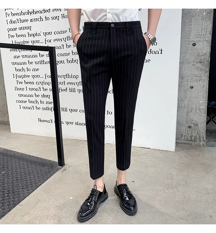 Мужской костюм брюки 2019 летние новые полосатые маленькие брюки повседневные тонкие брюки девять процентов Свободные повседневные мужские