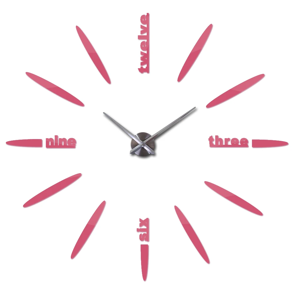 Горячая Распродажа настенные часы акриловые зеркальные diy часы настенные часы для спальни кварцевые часы 3d современный дизайн наклейки на стену - Цвет: Розовый