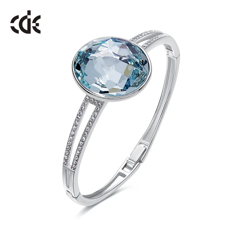 

CDE Luxury Embellished with crystals from Swarovski Bangles Jewelry 925 Sterling Silver Women Blue Crystal Anniversary Gift