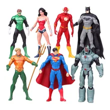 17cm 7pcs set Justice league superman Wonder flash Lantern Aquaman movable PVC Action Figure Collectible Model