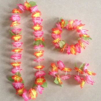 

24pcs Hawaii Wreaths Headband Simulated Flower Necklace Headband Neck Ring for Party Home Decoration &T8