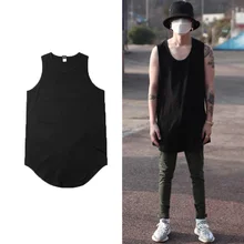 Унисекс, 95% хлопок, дуговой подол, стерео, удлиненный, мужской жилет, уличный, чистый цвет, без рукавов, женский жилет, большой размер, хип-хоп, однотонный