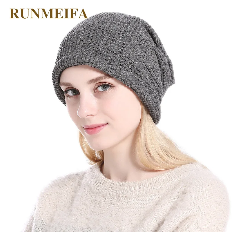 

RUNMEIFA 2018 Newest Woman Hats Romantic Female Chapeau Winter And Spring Thick Polyester Skullies For Lady Warm Plaid Beanies