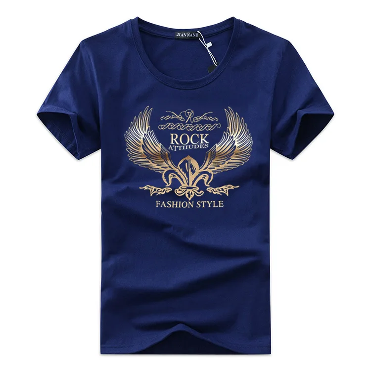 

2018 Summer Men's T-shirt men round neck print golden wings cartoon casual short-sleeved T-shirt brand cotton Tees men t Shirt