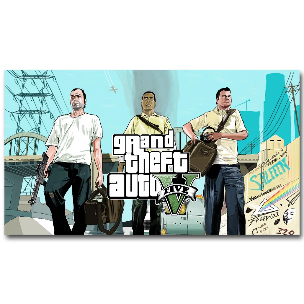 

Grand Theft Auto V Art Silk Fabric Poster Print 13x24 24x43 inch Hot Game GTA 5 Picture for Living Room Wall Decor 055