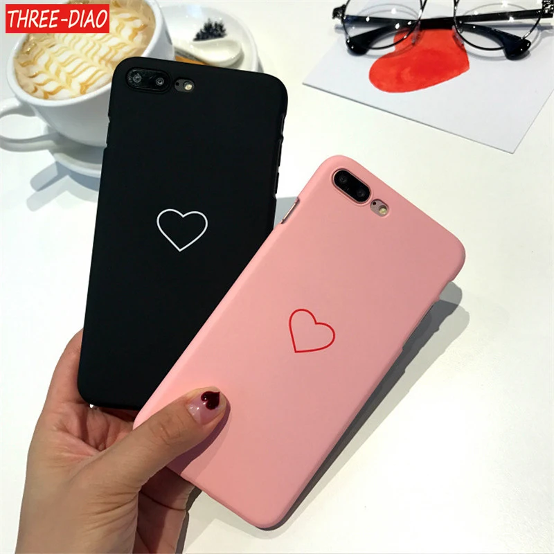 

For iphone 5 5s se Case For iphone 6 7 Case For Fundas iphone 6s XS Max XR X 7 8 Plus Case Cover Hard Heart Love Black Pink Case