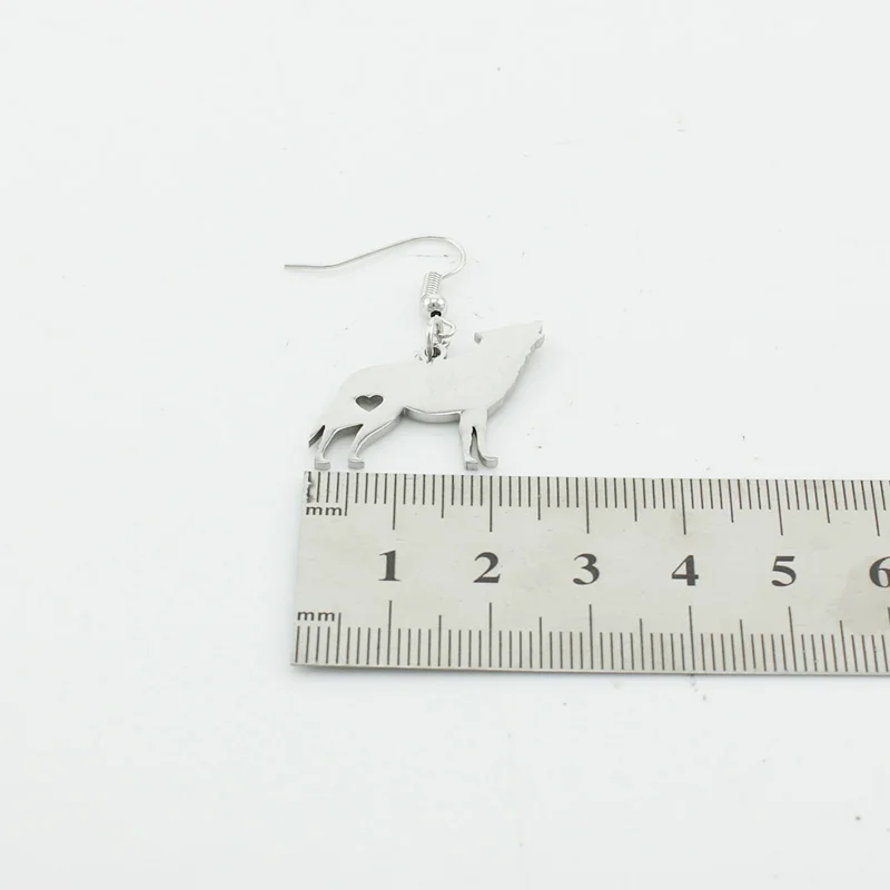 JWEIJIAO Brand Animal Wolf Pendant Dangle Earrings Women Fashion Stainless Steel Drop Earring Party Wedding Jewlery SKU47 4
