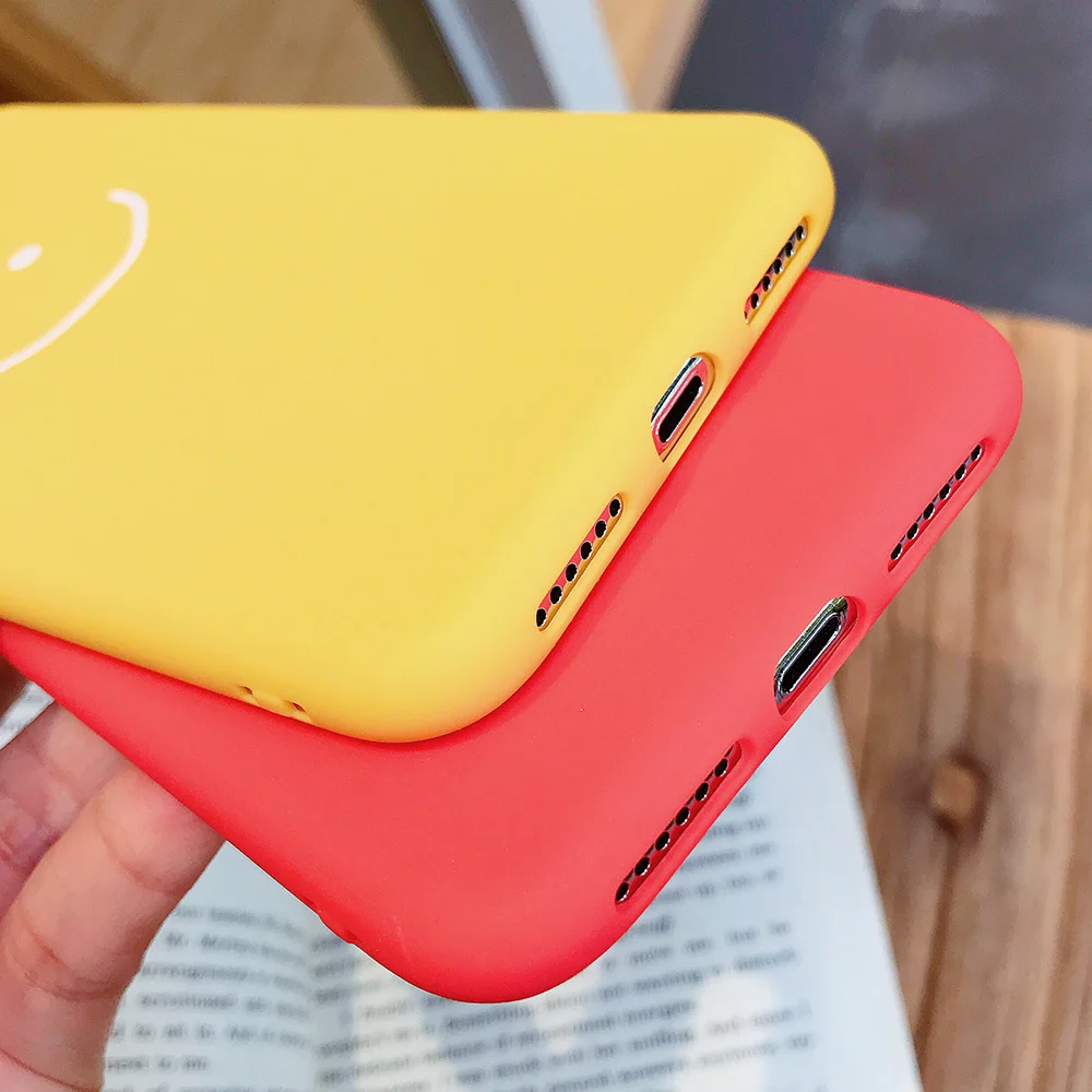 KIPX1083_5_JONSNOW Phone Case for iPhone X XR XS Max Candy Color Smiley Pattern Soft Silicone Case for iPhone 7 8 6S 6 Plus Back Cover