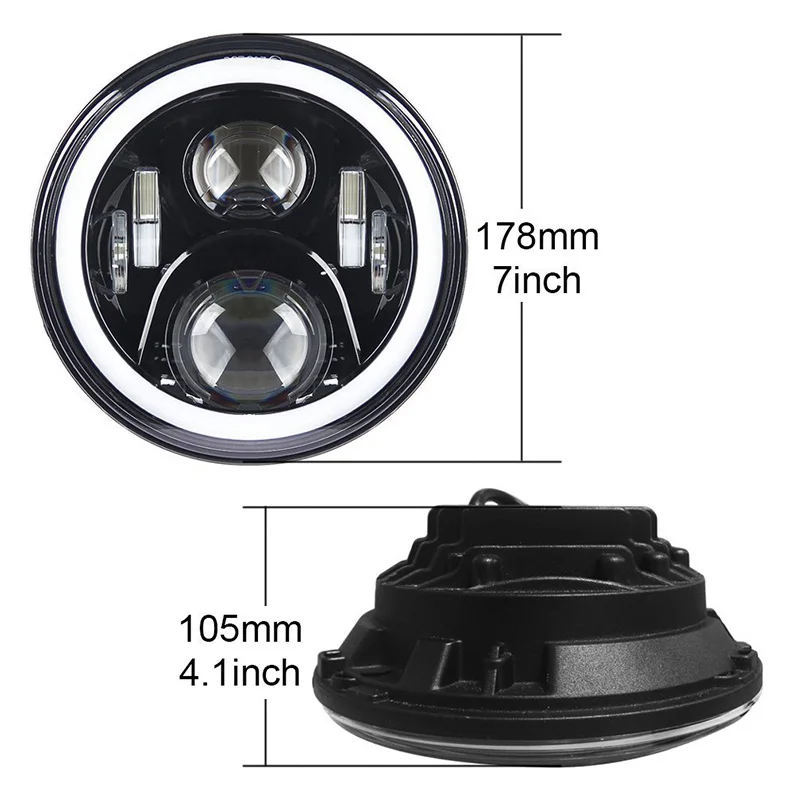 1Pair 7Inch LED Headlight White Halo Ring Angel Eyes+Amber Turning Signal Led headlamp For Jeep Wrangler JK TJ CJ 2007-2016 (8)