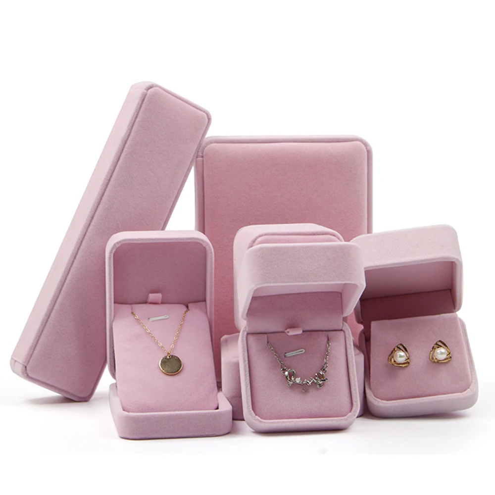 

Pink Jewelry Ring Earring Pendant Necklace Bracelet Storage Box Organizer Display Case Multisize Packaging Box Fashion Gift
