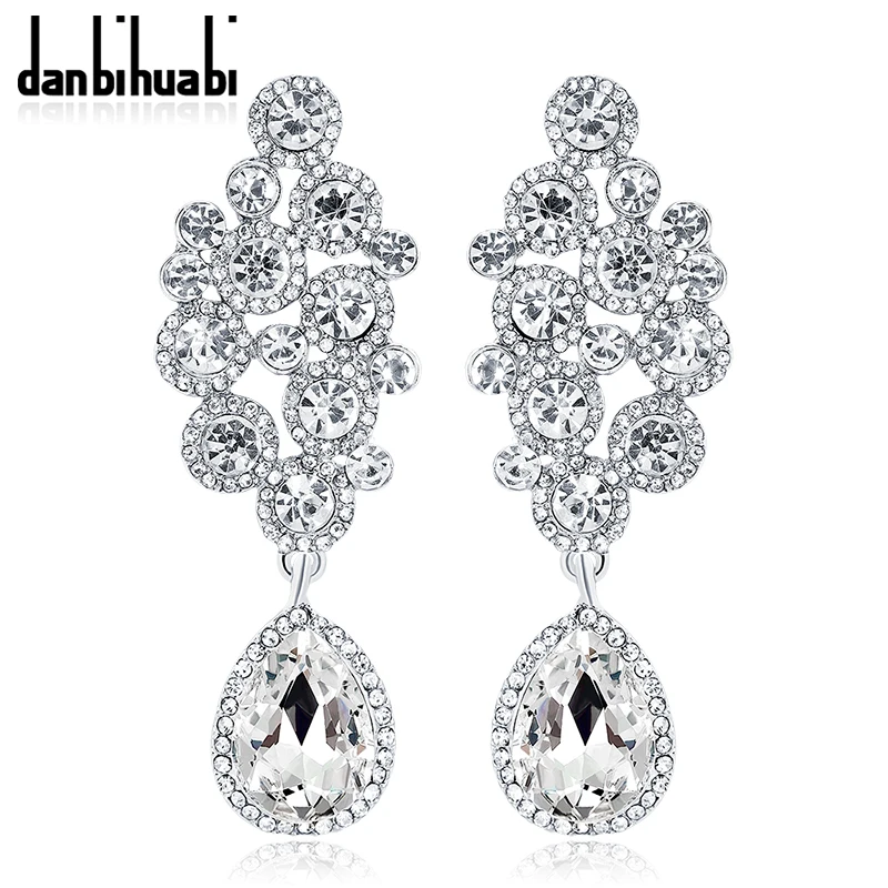 

2018 Elegant Bridal Exquisite Rhinestones Drop Earrings with Stones Tassel Earring Jewelry for Women Wedding Gifts