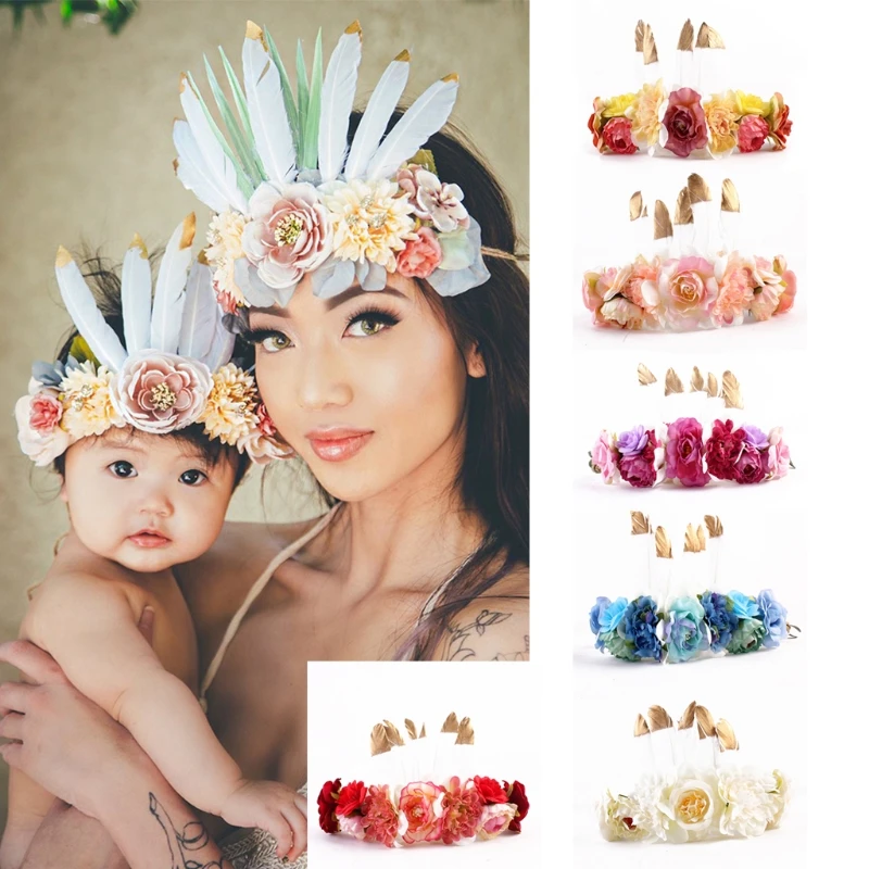 Baby Infant Princess Flower Feather Girl Hair Band Headband Headwear Accessories