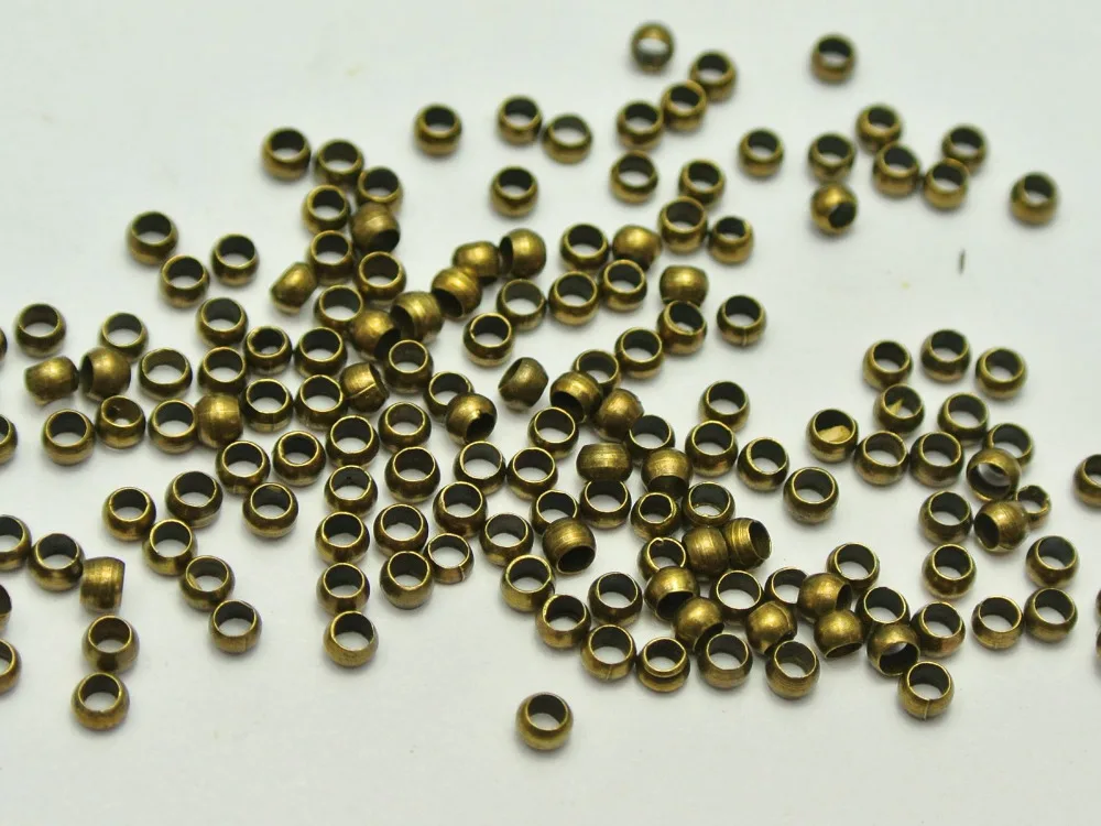 

1000 pcs Bronze Tone Metal Round 2.5mm Crimp End Beads