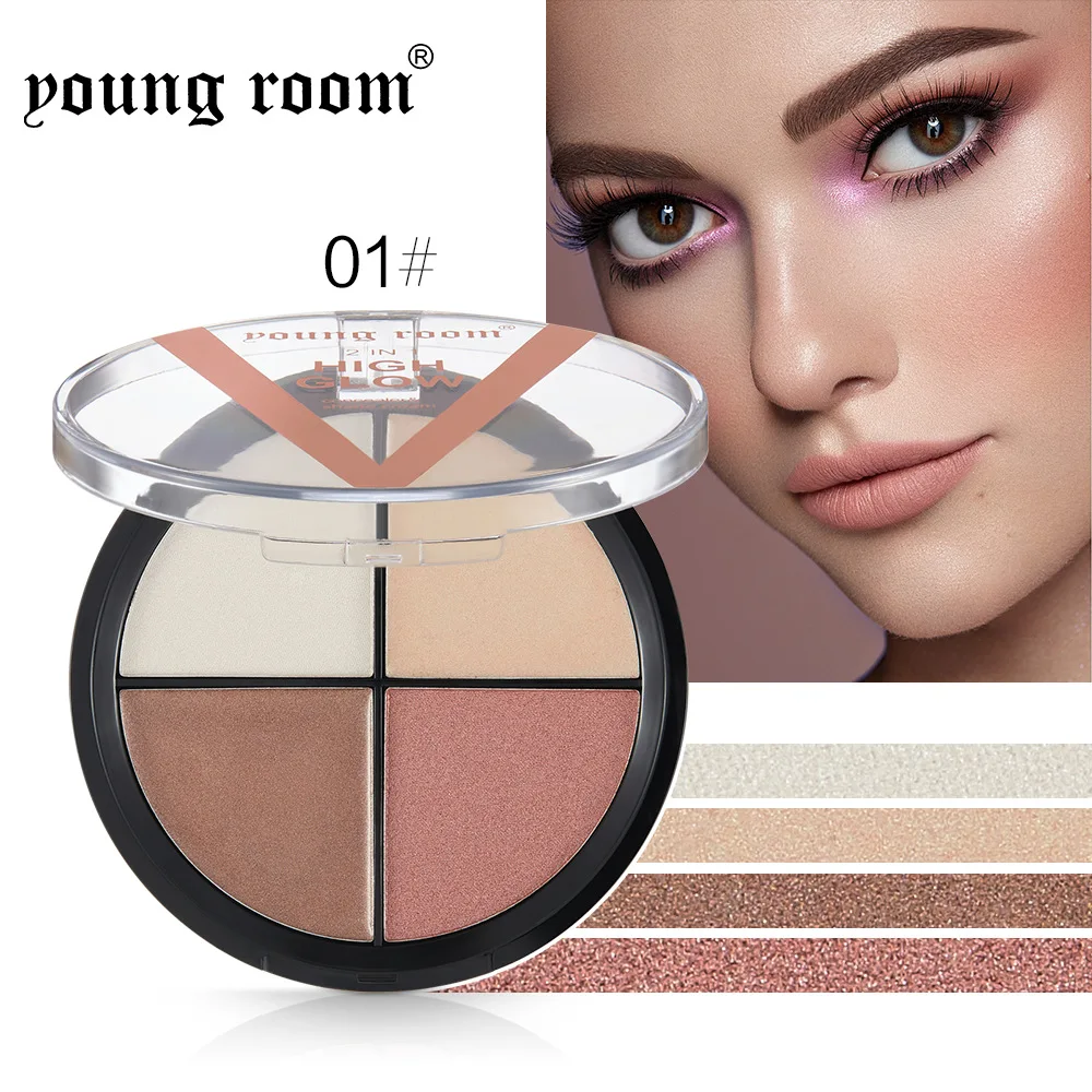 

New Face Bronzers & Highlighters Palette Foundation Long Lasting Brighten Powder Eye Profile Makeup Highlight TSLM2 4 Colors
