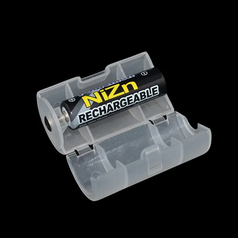 

4pcs/lot Transparent White Plastic AA to D Size Cell Battery Conversion Adapter Switcher Converter Case Box Wholesale