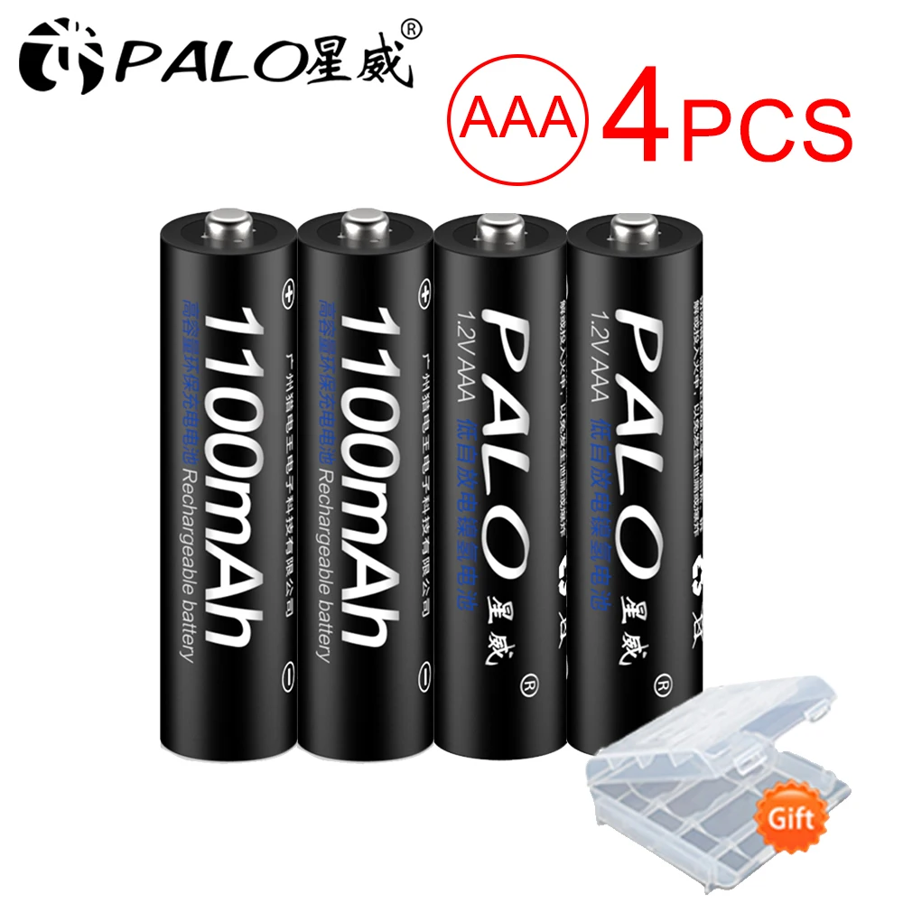 PALO 4 шт. оригинальная Ni-MH AAA аккумуляторная батарея 1,2 V 1100mAh aaa 3a аккумуляторная батарея для игрушек пульт дистанционного управления