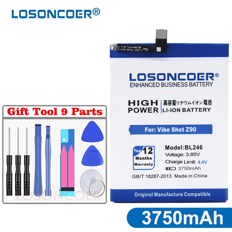 

LOSONCOER 4200mAh BL246 Battery For Lenovo VIBE SHOT Z90 Z90-3 Z90-7 Z90A40 MAX Replacement Li-ion Mobile Phone Battery
