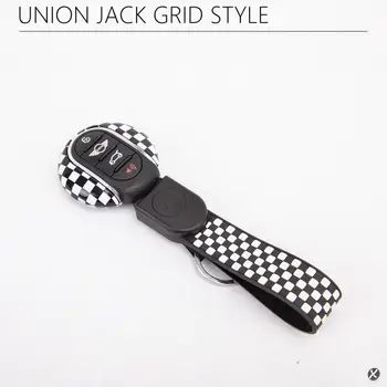 

Black White Grid Style Key Cover Shell Case For Mini Cooper F55 F56 one Fun Smart Key