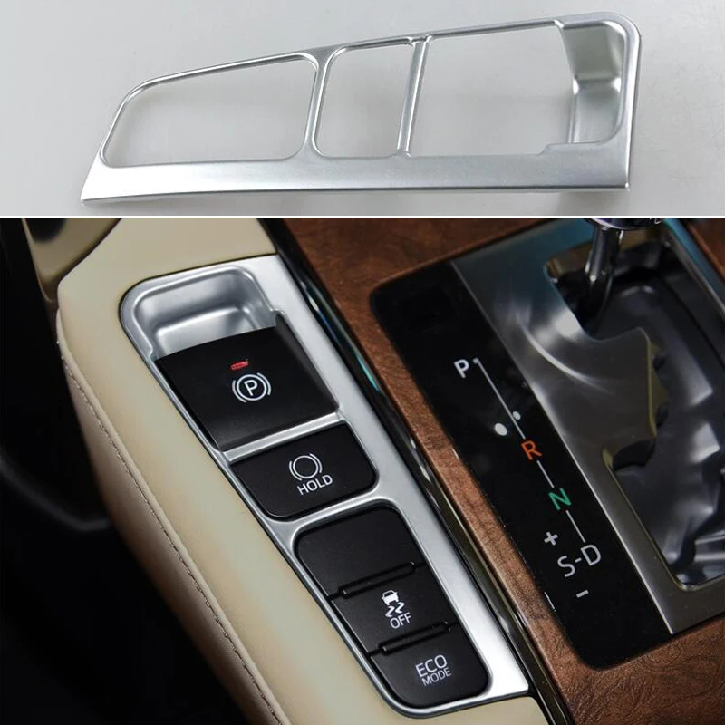 

DEE Car Accessory for Toyota Alphard Vellfire 2015 2016 Parking Brake Switch Button ABS Chrome Decoration Trim Frame Refit Cover