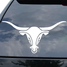 Autocollant crâne de taureau Longhorn, 18x9cm, mignon et intéressant, à la mode, pour fenêtre arrière de voiture