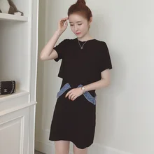 Лидер продаж кружевные топы Blusa модная однотонная хлопковая Футболка Для женщин с круглым вырезом брендовая футболка искусственного двух частей ремень femme