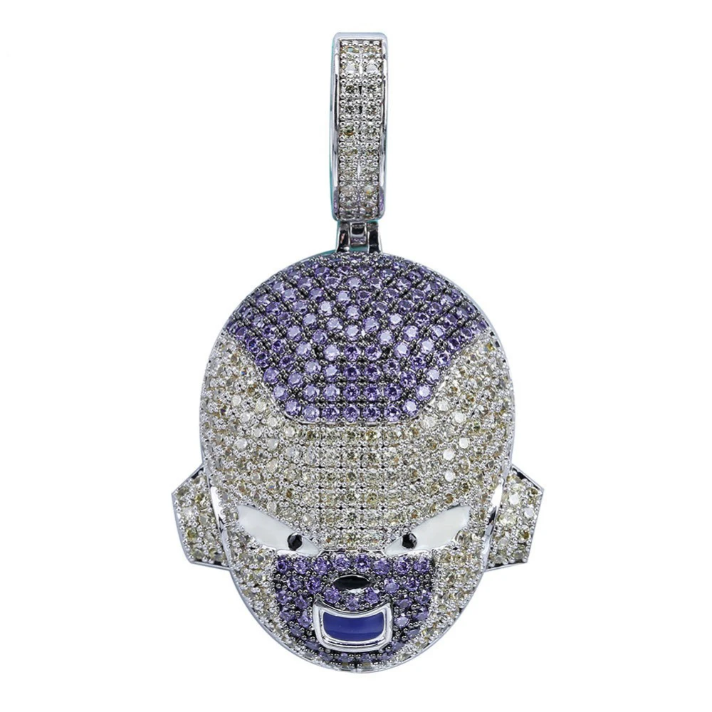 Iced Out цепь аниме игрушка для куклы, Фриза подвеска с кубическим Цирконом ожерелье хип хоп золотой серебряный цвет мужские подвески цепь ювелирные изделия