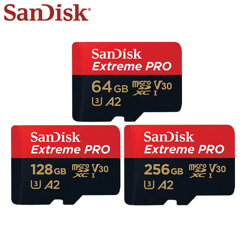 Карта Micro SD SanDisk 16 ГБ 32 ГБ A1 карта памяти MicroSDHC 64 Гб 128 ГБ 256 Гб 400 Гб MicroSDXC EXTREME PRO V30 U3 A2 4K UHD TF карты