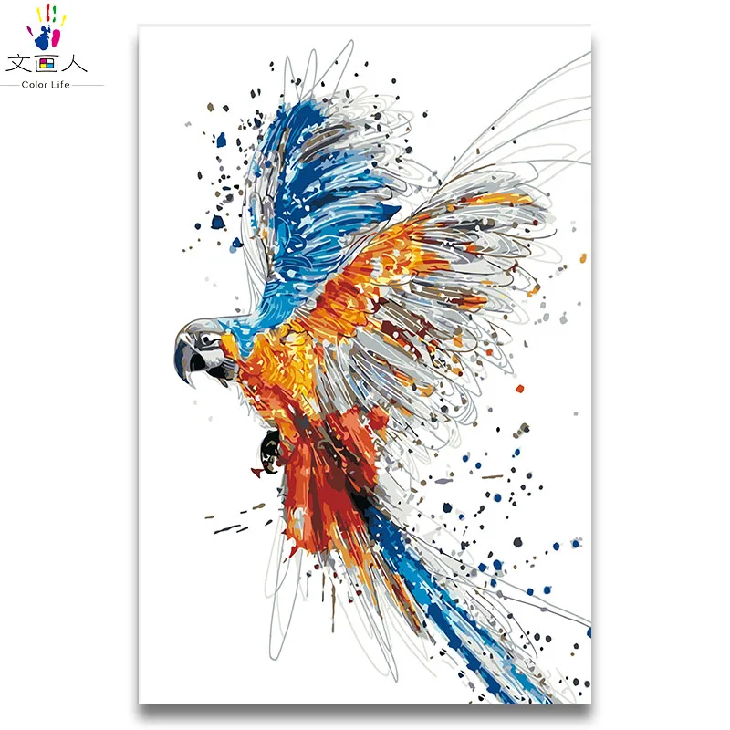 Раскраска по номерам акварельные животные фотографии попугая картины Летающие птицы краски s по номерам с краской цвета для hoom - Цвет: 6245  parrot
