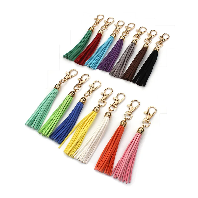 

2017 New Design Colorful Tassel Pendant Key Ring Chain With Alloy Metal Gold Lobster Clasp