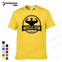 YUANQISHUN New Brand Muscle GY M Fitness T-shirt Cotton Tops Tees Men Short Sleeve Boy Casual Homme Tshirt Fashion T Shirt Plus