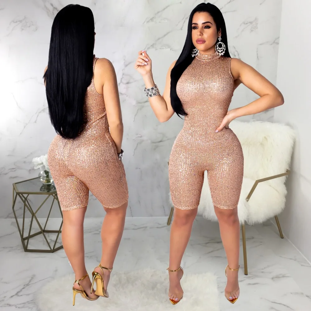 Tsuretobe Sexy Playsuit Для женщин мода рукавов Bodycon клубный комбинезон женский летний элегантный повседневный укороченный комбинезон тонкий