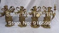 

10" China Brass Buddhism Protect 4 Four Great Heavenly Kings Dharmapalas Statue