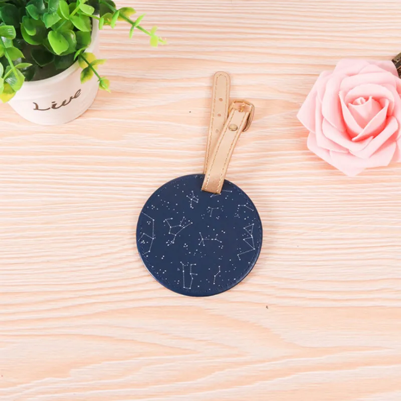 

Leather Round Luggage Tag Silica Gel Travel Accessories Airplane Checking Baggage Name Label Suitcase Tags