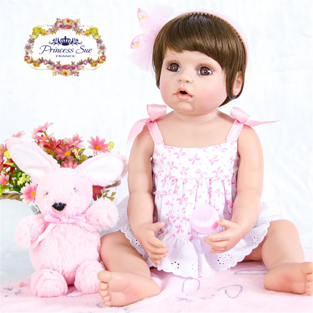 

22 inch 55 cm reborn Silicone dolls, lifelike doll reborn Lovely baby boy and girl's holiday gift