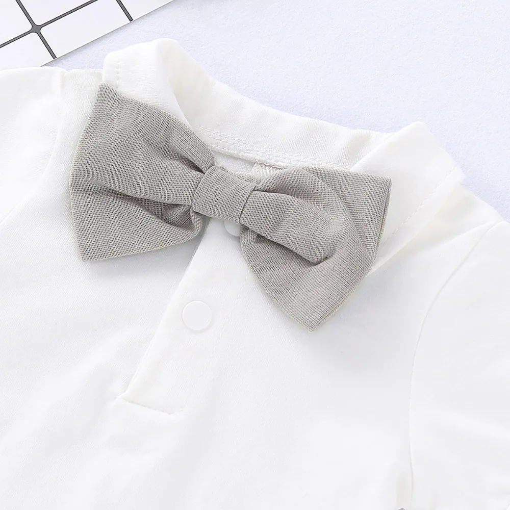 Puseky для новорожденных для маленьких мальчиков летняя одежда с коротким рукавом костюм комбинезон с галстуком-бабочкой штаны с подтяжками комплект из 2 предметов для маленьких мальчиков; одежда для детей