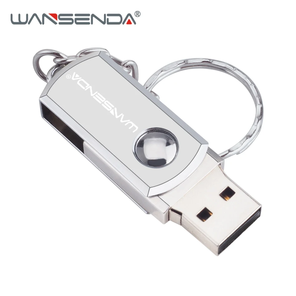 

New WANSENDA Rotation USB Flash Drive Metal Pen Drive 64gb 128gb usb stick 4gb 8gb 16gb 32gb Pendrive Thumbdrive with Key Ring