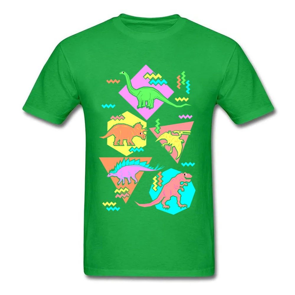 Nineties Dinosaur Pattern Men Cheap Tops Shirts O-Neck Thanksgiving Day 100% Cotton Top T-shirts Printed On Tee-Shirts Nineties Dinosaur Pattern green
