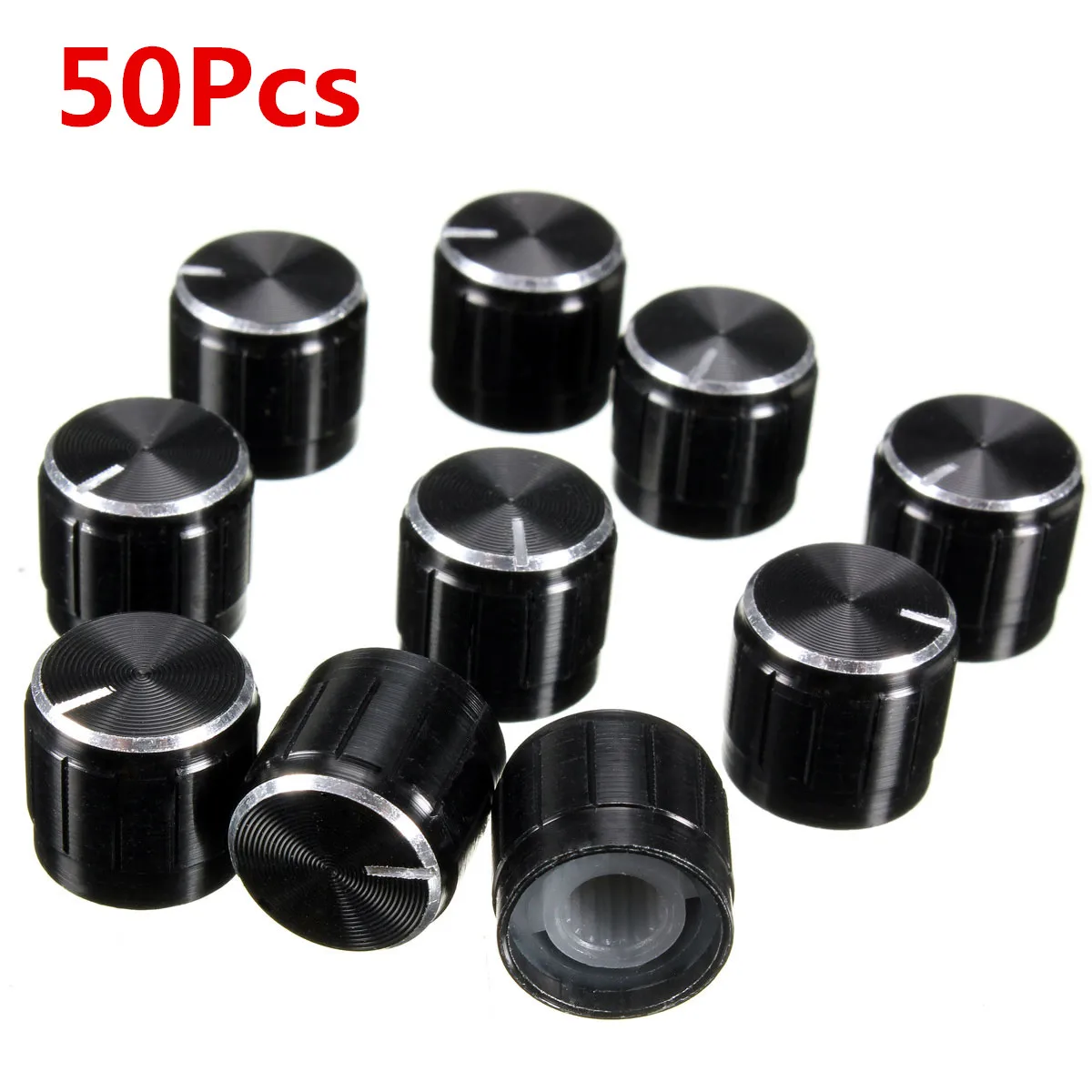 50Pcs/lot Volume Control Rotary Knobs Black For 6mm Dia. Knurled Shaft