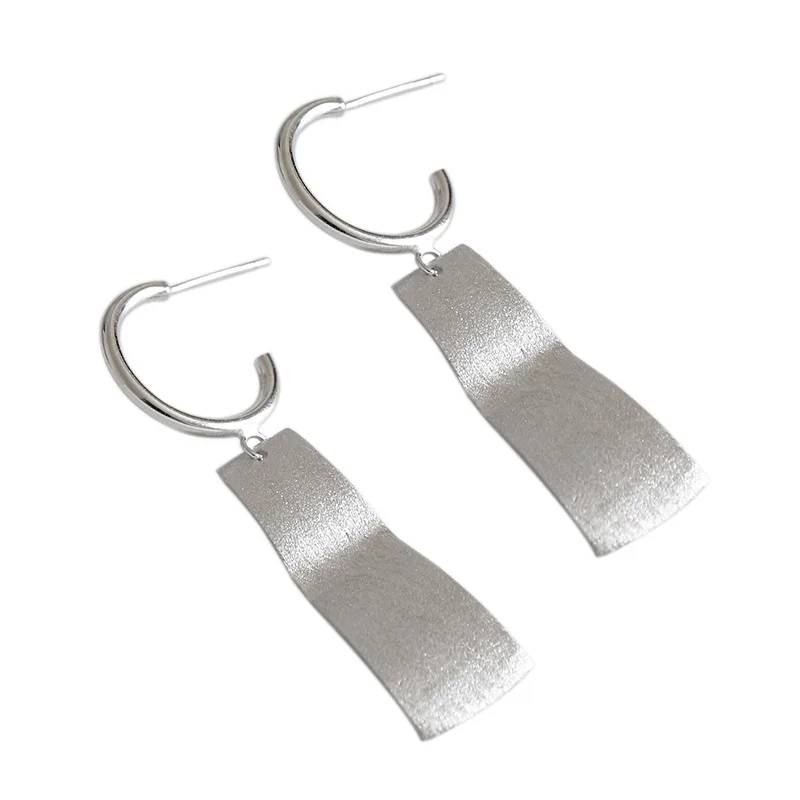 

Simple Geometry Rectangle 925 Sterling Hoop Earrings