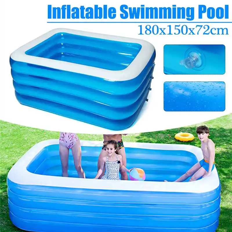 

Kids inflatable Pool 180x150x72cm Children's Home Use Paddling Pool Large Size Inflatable Square Swimming Pool Heat Preservation