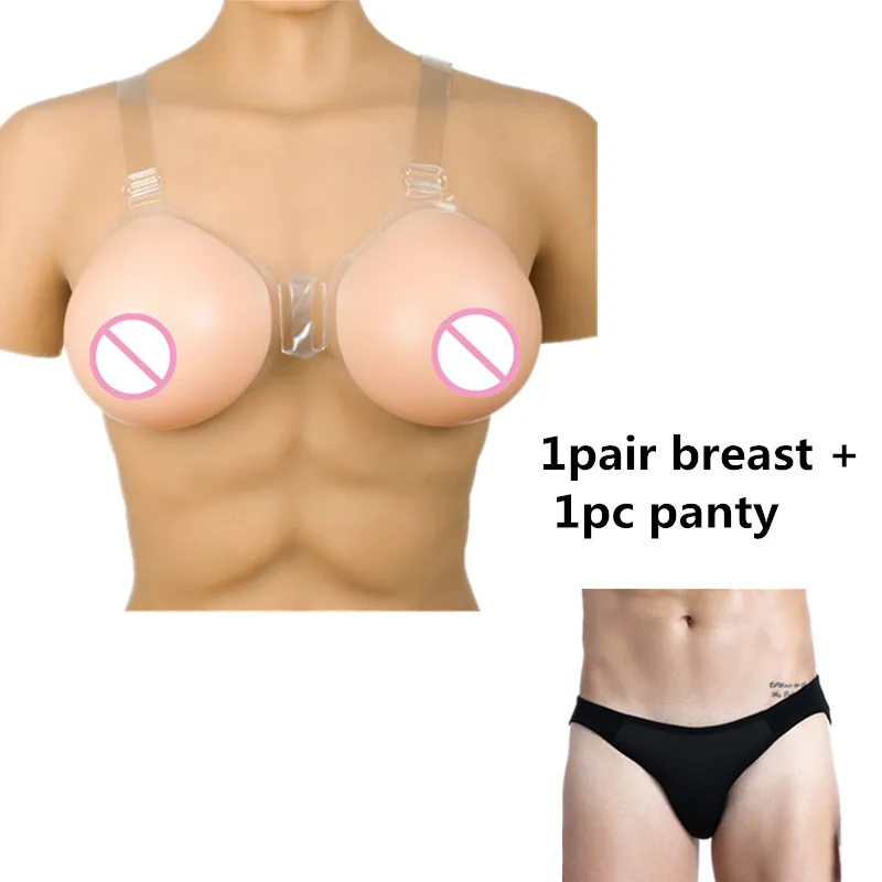 

Underwear + 1400g Realistic silicone breast form size 38 40 36 shoulder strap CD for men/women/shemale crossdress panty