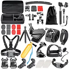 50-In-1 Sport Accessory Kit for GoPro Hero4 Session Hero1 2 3 3+ 4 SJ4000 5000 6000 7000 for gopro accessories Outdoor Sports