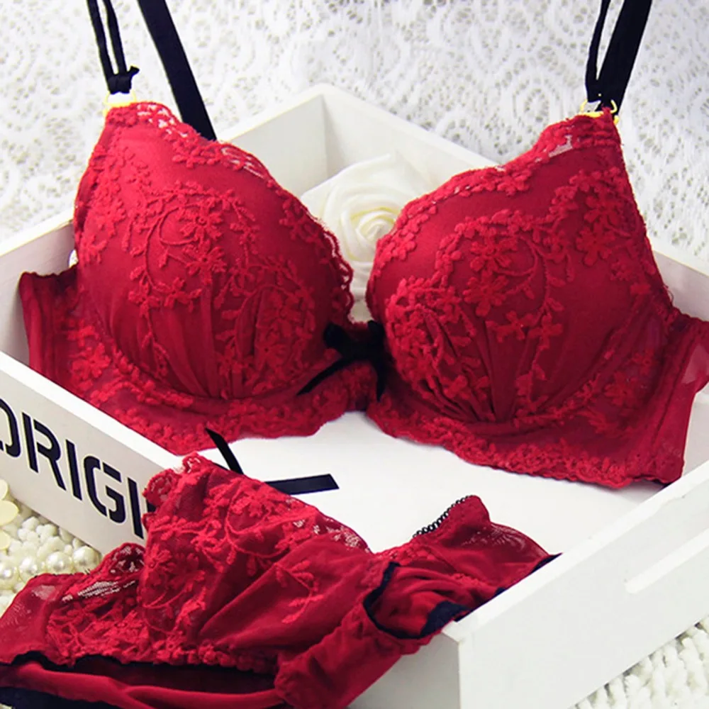 Women Lace Bra Sets Three breasted Bra Underwear Outfits Cup A B Cin