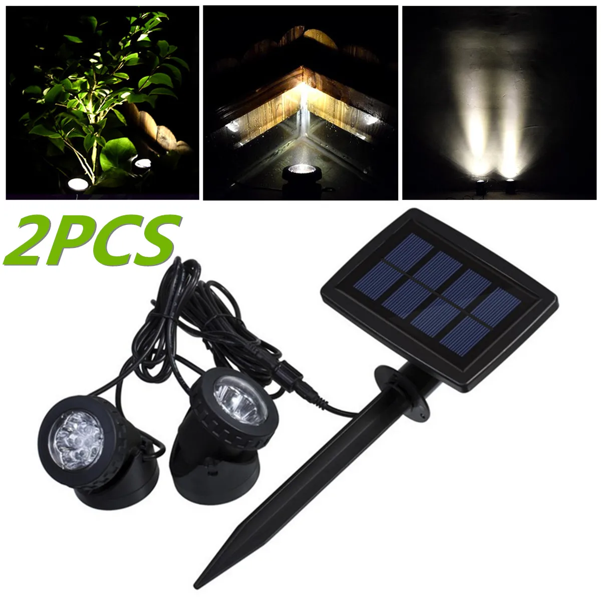 

12 LED Bulbs Double Head Sloar Powered Garden Light IP68 PIR Motion Sensor Solar Lamp Rechargeable Decorative Spotlights