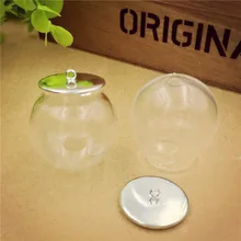 50ets 30x20 мм открывающийся стеклянный пузырь с серебряной основой стеклянный шар рукоделие флакон кулон