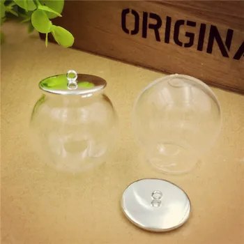 

50ets 30x 20mm opening glass bubble with silver color base DIY Glass globe bottle vial pendant