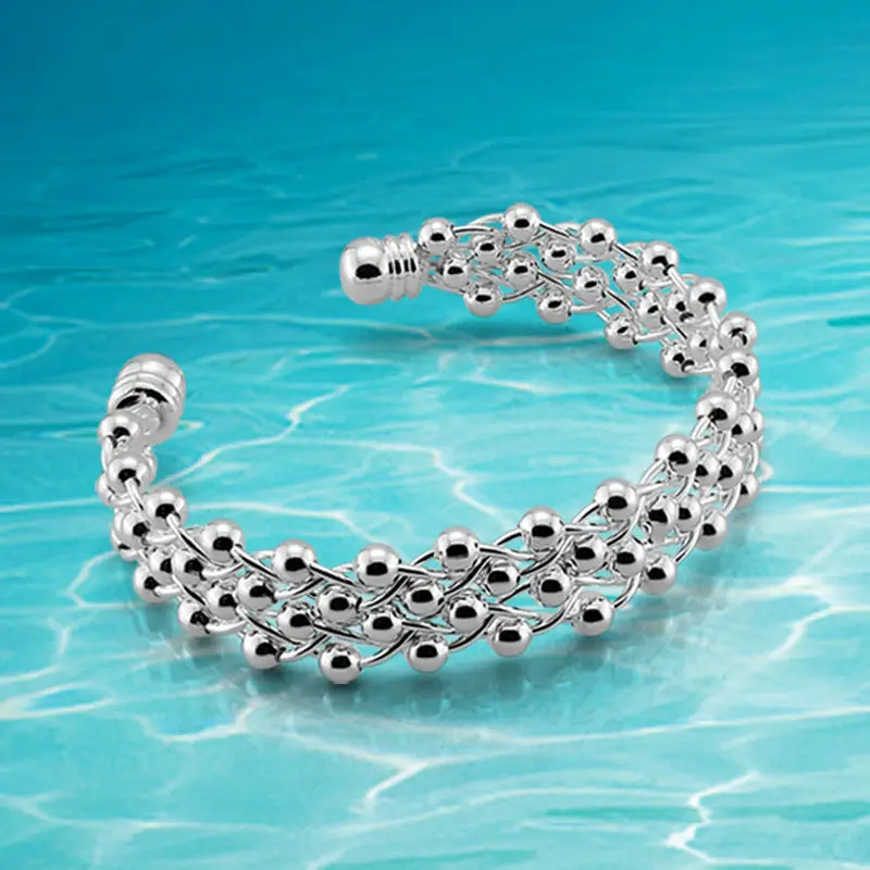 

925 Silver Bangle,925 Sterling Silver Bangles,Fashion accessorie women bracelets. round bead bracelet, Noble temperament