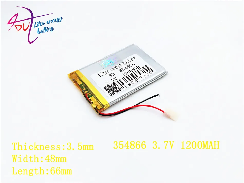 Литиевая батарея Планшеты заряда батареи 3,7 V 1200 MAH 354866 355065 для Mp3 MP4 MP5 gps Оборудование для psp Мобильный bluetooth