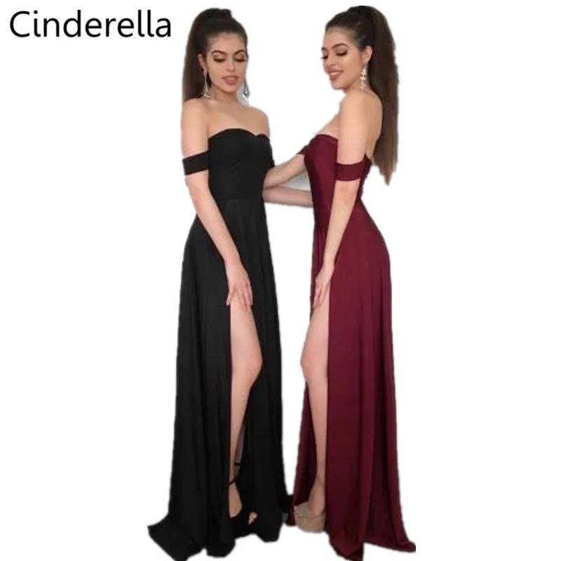 

Cinderella Sexy Sweetheart Side Slit Elastic Satin Mermaid Bridesmaid Dresses Hot Red/Black Zipper Back Bridesmaid Dresses