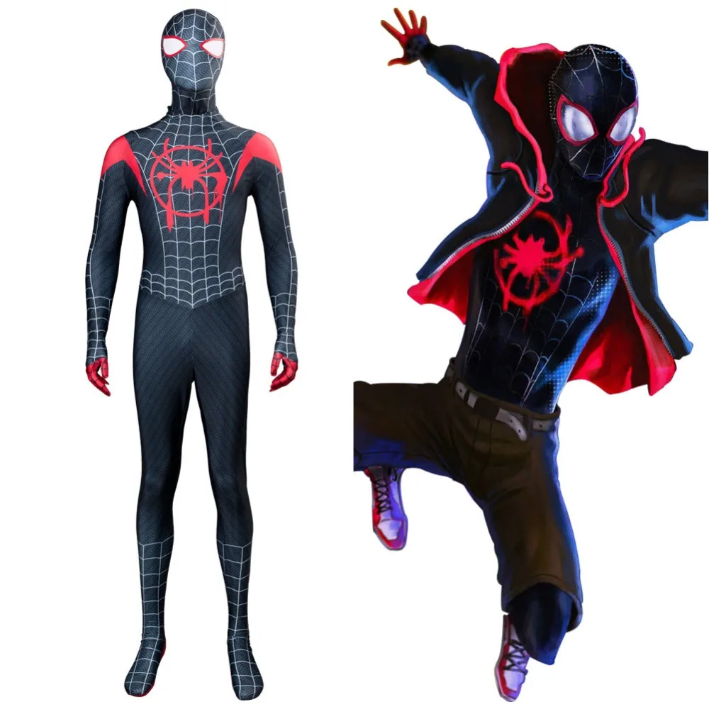 

Spider-Man Superhero Into the Spider-Verse Miles Morales Outfit 3D Cosplay Costume Halloween Carnival Cosplay Costumes Made